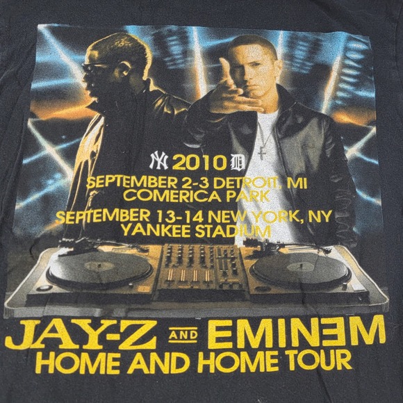 Jay Z Eminem Home and Home Tour 2010 Black T Shirt Size Small - Picture 5 of 5